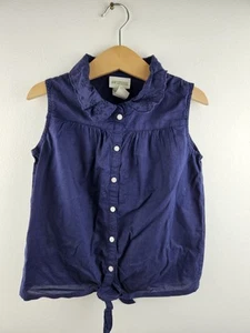 H&M Navy Sleeveless Tie Front Top 7-8 Years Organic Cotton - Picture 1 of 7
