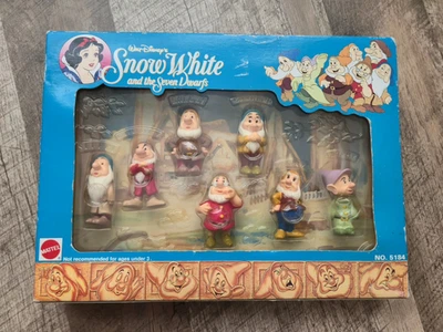 1993 Винтажный MATTEL Disney Белоснежка семь гномов 7 фигурки бокс-сет 5184 - Изображение 1 из 2