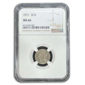 1871 Three Cent Nickel MS-66 NGC - Picture 1 of 3