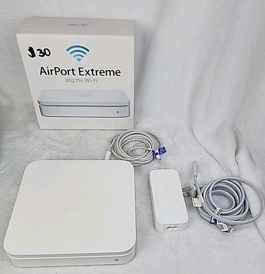 Apple Wireless A1143 AirPort Extreme Wi-Fi Router Base Station With Box - Image 1 of 4