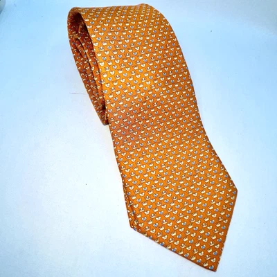 Corbata Salvatore Ferragamo Cuerda Nudo Estampado Geométrico Seda Naranja 3" ITALIA Foto 1 de 4