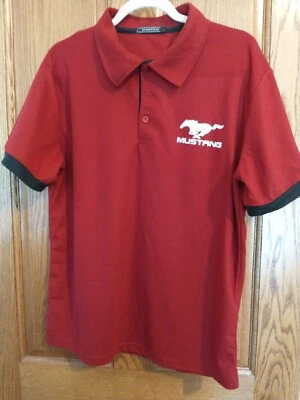 Mustang Mens Polo Shirt Wine Red Logo Size  M - Image 1 of 4