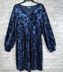 Vestido Modcloth Terciopelo Burnout 3X Azul Vacaciones Evento Cócteles Gala - Imagen 1 de 9