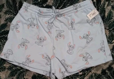 NEW Disney Lilo & Stitch Lounge Shorts Blue Print Knit Sweatshorts Juniors XXL - Image 1 of 4
