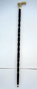 Brass Handle Designer Head w/ Twist Wooden Walking Stick Cane - Picture 1 of 5