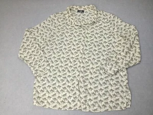 Women's Long Sleeve Shirt UK Size L Wallis Collared Button-Up Leopard On Cream - Picture 1 of 8