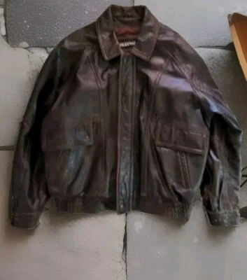 Vintage Aviator, Bomber Jacket Heavy,  XL Brown Lambskin Leather, Please Read  - Image 1 of 4