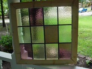 GOV0175 Reframed Older Victorian English Leaded Stain Window 19 5/8" X 19 5/8" - Picture 1 of 9