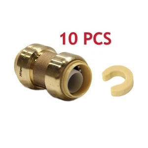 10PCS EFIELD 1" X 1" PUSH FIT COUPLINGS BRASS FITTINGS WITH CLIP, LEAD FREE - Picture 1 of 5