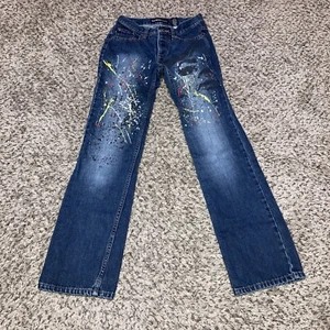 Express Womens Jeans Size 1/2 #12053 Splatter Paint Pattern - Picture 1 of 7