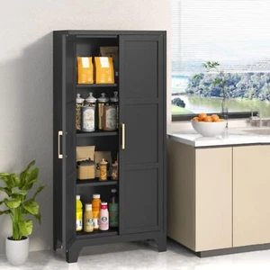 Metal Sideboard Buffet Storage Cabinet w/Adjustable Shelves for Kitchen Cupboard - Picture 1 of 16