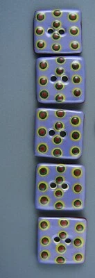 HANDMADE HAND PAINTED PORCELAIN BUTTON SET OF 5 - Image 1 of 3