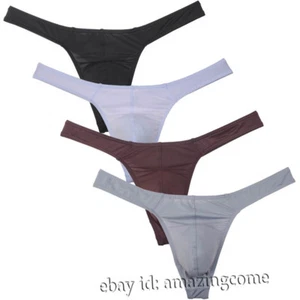 Intimo perizoma uomo sexy basso schienale a T sotto mutandine ghiaccio seta tangas - Foto 1 di 9