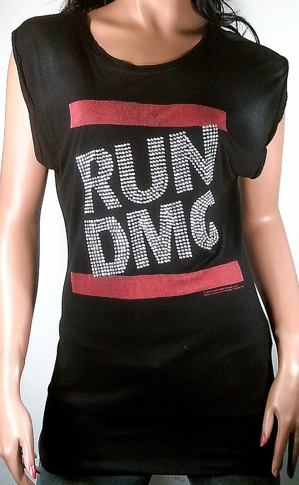 Worn Amplified Run DMC Rhinestone 80's Rock Star Tunic Long Shirt T-Shirt S 38 - Image 1 of 1