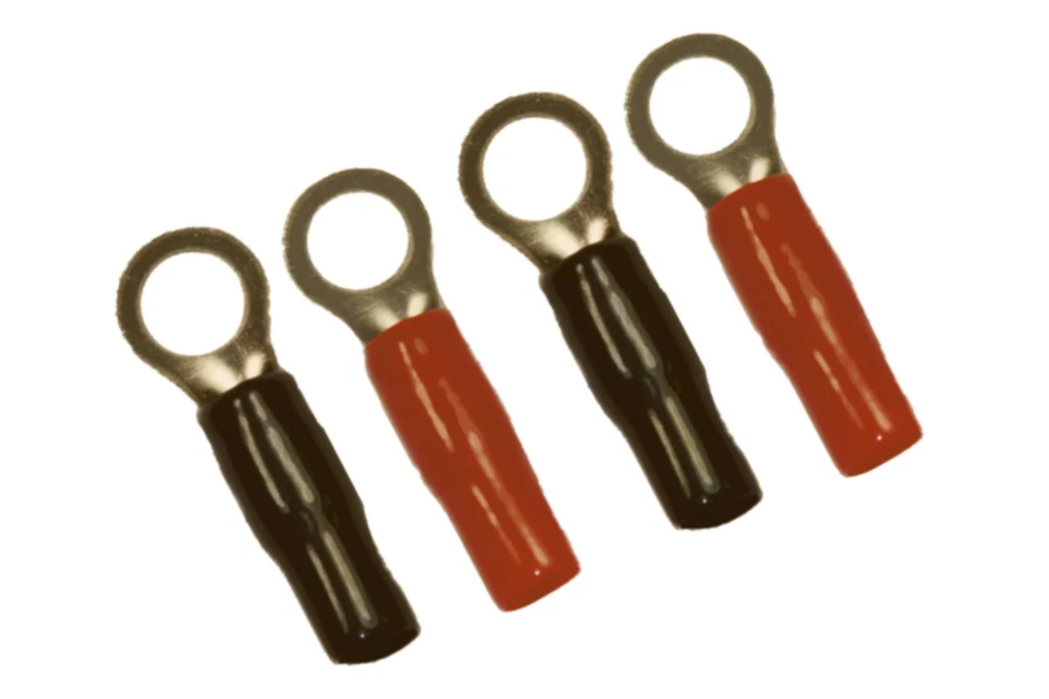 8 Gauge Gold Plated Ring Terminal Positive & Negative Battery 8G Set of 4 - Image 1 of 1