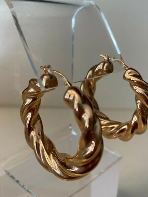 Bold Twisted Hoop Earrings In Bronze By Milor Italy (1 1/2 Inch diameter) - Image 1 of 4