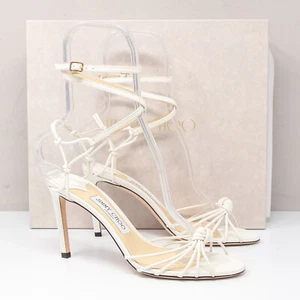 Jimmy Choo Lovella 85, Size 38.5 (8.5 US) Lizard Printed Latte Leather Heels - Picture 1 of 8