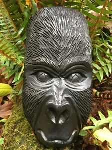 Gorilla! vintage African artist carved mask black APE~13" X 6 3/4" animal jungle - Picture 1 of 17