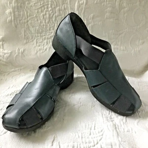 LIZ BAKER 10 M Navy Leather Elastic Slipon Wedge Comfort Walking Shoes - Picture 1 of 7