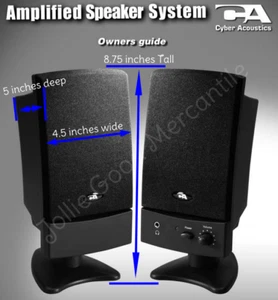 Cyber Acoustics CA2100 24 Watts Amplified 2 Speaker System - See Speaker Size - Picture 1 of 8