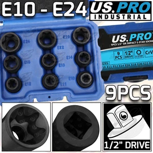 US PRO E-TORX IMPACT External E TORX Sockets 1/2" DR E-TYPE Female Torx IMPACT - Picture 1 of 6