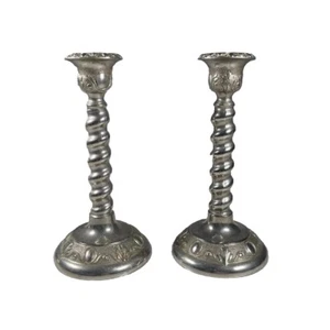Vintage Metal Candle Sticks Made In England Pair 5.5” Inch Tall Silver Tone - Imagen 1 de 4