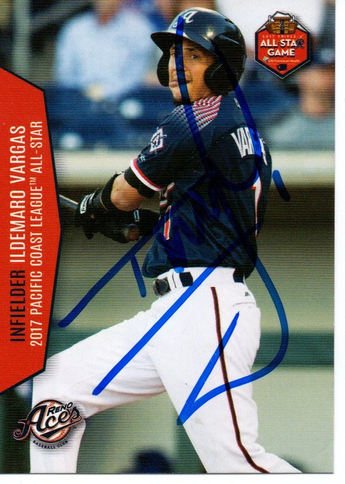 Ildemaro Vargas 2017 Reno Aces PCL All Star Game Signed Card - Image 1 of 1