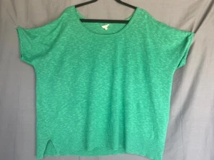 Gr. 2X EILEEN FISHER Pullover Leinen Baumwolle Noppen Oberteil Dolman Pulli grün - Bild 1 von 4