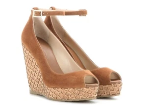JIMMY CHOO Women's Pacific 120 Brown Suede Wedge Sandals N4220 Size 35 - Picture 1 of 9