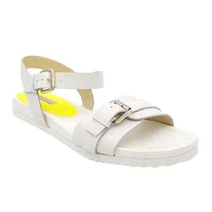 Isaac Mizrahi Live Women Ankle Strap Sandal Pamela Size US 10M White Neon Yellow - Picture 1 of 5