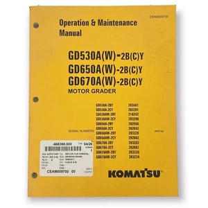 Manual de operación y mantenimiento de motoniveladora Komatsu GD530A, GD650A, GD670A, - Imagen 1 de 5