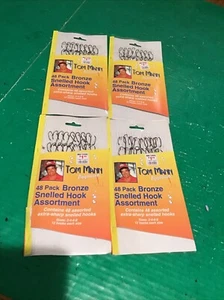 Lot of 4 NOS Tom Mann 48 Pk Snelled Hook Assortment sz 2-4-6-8 (192 hooks) - Picture 1 of 6