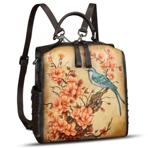 Bolso bandolera retro de cuero genuino pintado a mano para mujer - Imagen 1 de 8