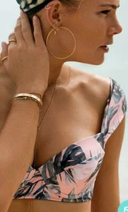 New Tori Praver Aimee Rose Quartz Floral Pink Palm Leaf Underwire Bikini Top - Picture 1 of 6