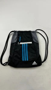Adidas Sackpack Black 3 Stripes Zip Pocket Lightweight Double Straps Alliance II - Picture 1 of 9