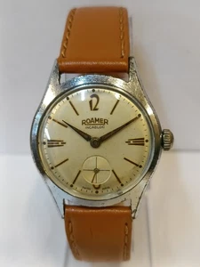 ROAMER SUB-SECOND 15J WINDING PATINA WHITE DIAL 59115 SWISS MEN'S WORKING - Picture 1 of 20