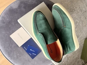 Santoni Men’s Suede Boots Size 6 UK/EU40 Green Brand New - Picture 1 of 6