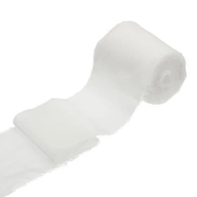 Cinta de terciopelo de 1 rollo, cinta deshilachada de seda de 3 pulgadas x 3 yardas, blanca Foto 1 de 4