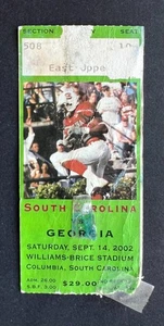 2002 NCAA SEC Football Georgia Bulldogs vs South Carolina Ticket Stub 9/14/02 - Picture 1 of 2