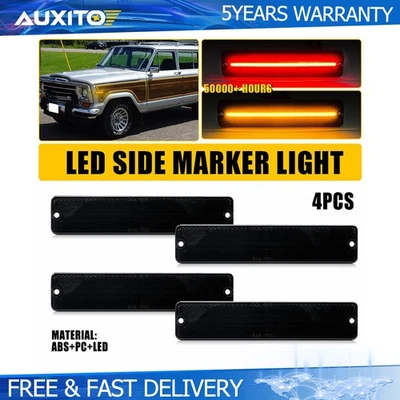 Luz marcadora lateral 4X LED fumaça F + R para Jeep CJ5 CJ6 CJ7 CJ8 SJ Wagoneer J10 J20 - Imagem 1 de 4