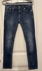 Miss Me Jeans Size 27 Signature Straight Leg Low Rise Embellished Pockets - Picture 1 of 16