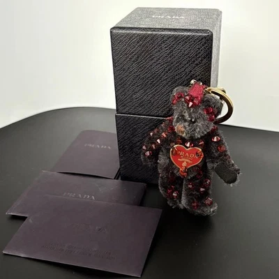 Prada Teddy Bear Keychain 1AR975 Genuine Bijou Rare Accessory - Image 1 of 4