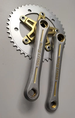 BRAZOS DE MANIVELA SUGINO MAXY CROSS 170 MM ORO PLATA vintage años 80 vieja escuela BMX Foto 1 de 4