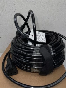 POWER CORD WATERPROOF  Extension Cord 100 FT 16 Gauge Black Indoor Outdoor - Picture 1 of 11
