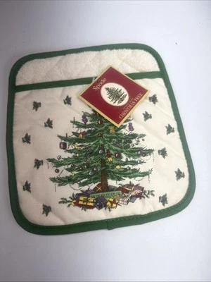 Spode Christmas Tree Pot Holder/Oven Mitt Holiday Green Trim NEW - Image 1 of 4