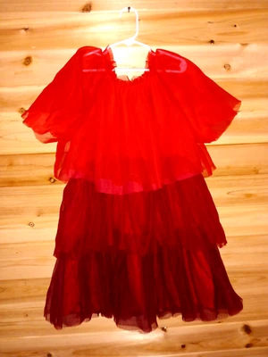  Girls H&M Red and Burgundy Layered Tulle Dress Size 8  - Image 1 of 3