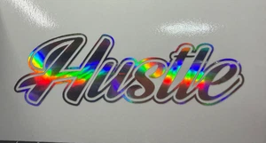 Hustle Vinyl Decal | Laptop grind entrepreneur Car Window | NEO CHROME COLORs - Picture 1 of 5