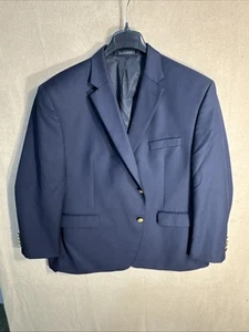 Lauren Ralph Lauren 48S Navy Blue 2 Gold Button 100% Wool Blazer - Picture 1 of 13
