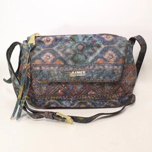 AIMEE KESTENBERG Handbag Multicolor Leather Geo Snake Satchel Bag Lined - Picture 1 of 19