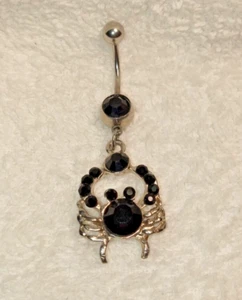 Bauchnabel Bauchring Baumeln Krabbe schwarzer Stein Chirurgenstahl 14 g - Bild 1 von 1